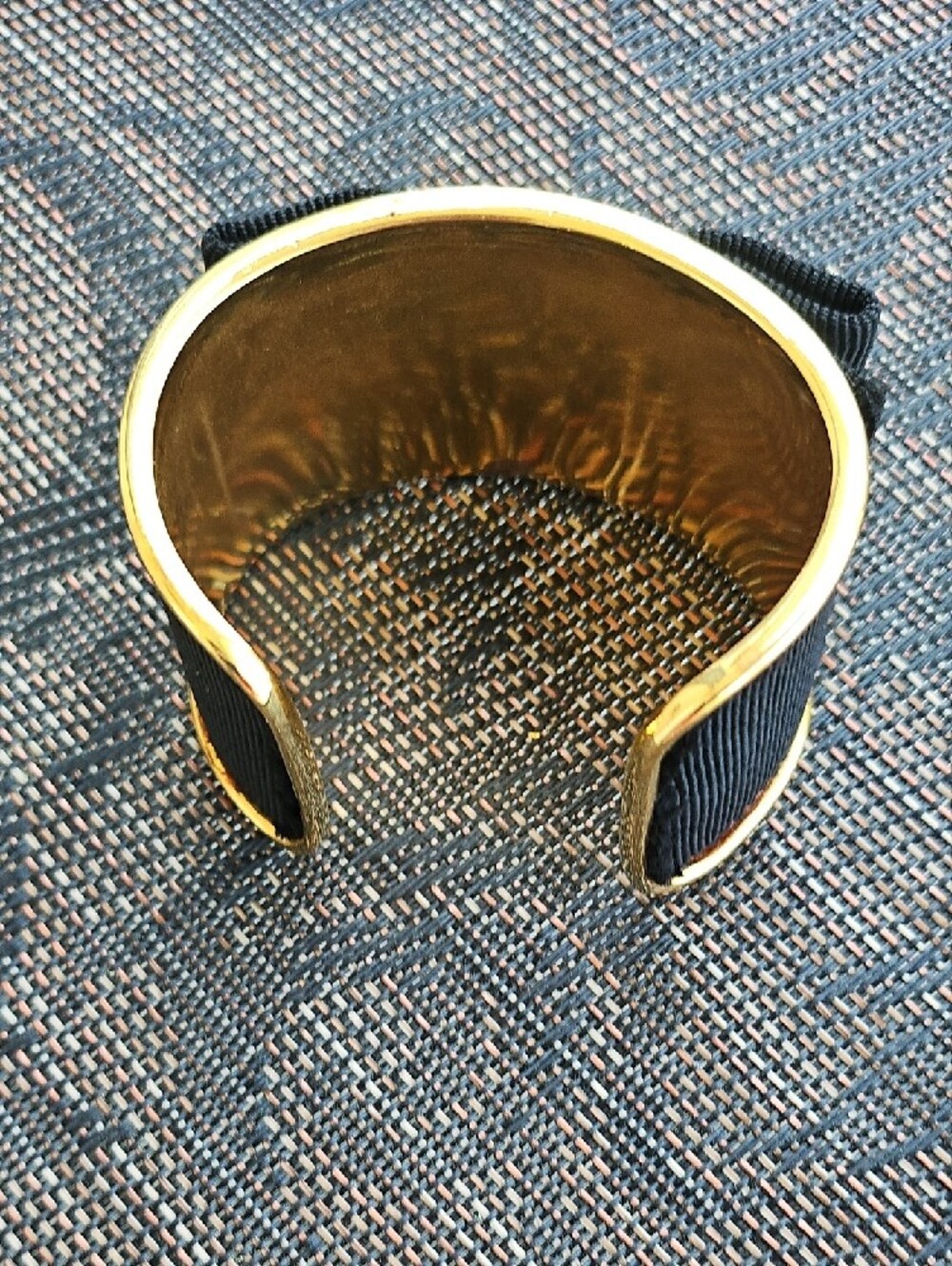 Salvatore Ferragamo Black Ribbon Cuff with Gold Hardware - Picture 5 of 8